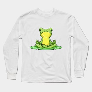 Frog on Sheet at Yoga with Yoga mat Long Sleeve T-Shirt